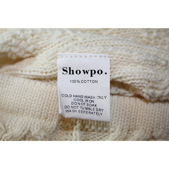 NWT! Showpo Zariah Knit Mini Dress Cream Cable Sweater Dress Women’s US 4 - Picture 4 of 7